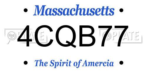 4CQB77 Massachusetts License Plate