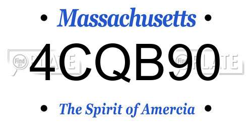 4CQB90 Massachusetts License Plate