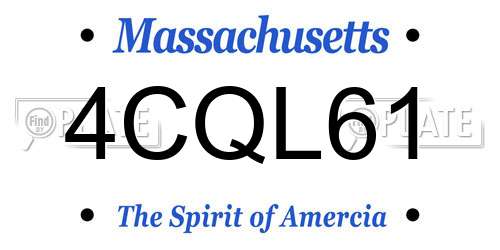 4CQL61 Massachusetts License Plate
