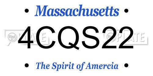 4CQS22 Massachusetts License Plate