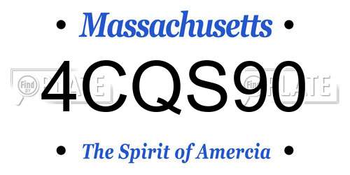 4CQS90 Massachusetts License Plate