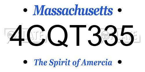 4CQT335 Massachusetts License Plate