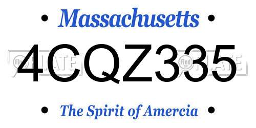 4CQZ335 Massachusetts License Plate