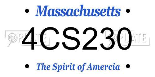 4CS230 Massachusetts License Plate