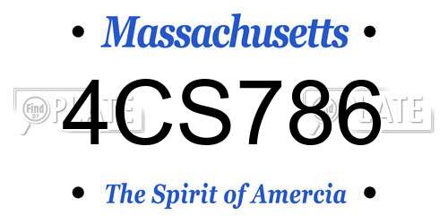 4CS786 Massachusetts License Plate