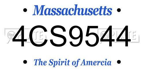 4CS9544 Massachusetts License Plate