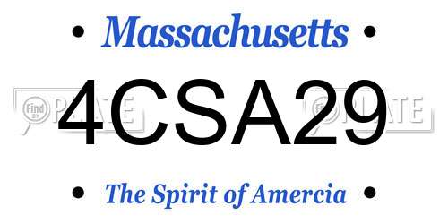 4CSA29 Massachusetts License Plate