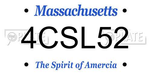 4CSL52 Massachusetts License Plate
