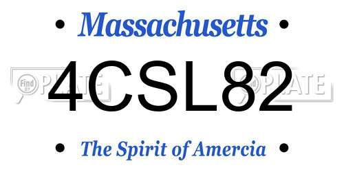4CSL82 Massachusetts License Plate