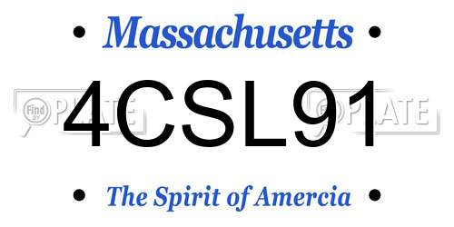 4CSL91 Massachusetts License Plate