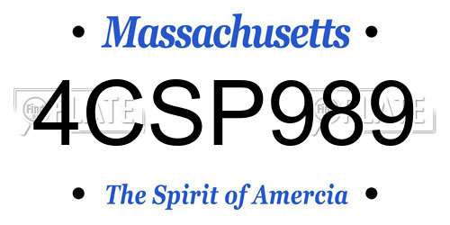 4CSP989 Massachusetts License Plate