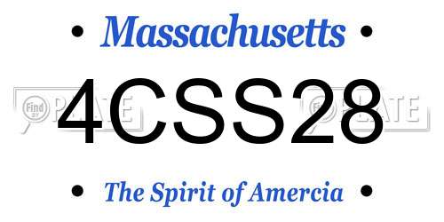 4CSS28 Massachusetts License Plate