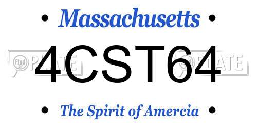 4CST64 Massachusetts License Plate