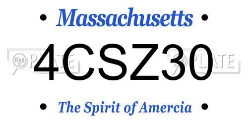 4CSZ30 Massachusetts License Plate