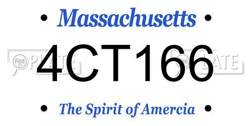 4CT166 Massachusetts License Plate