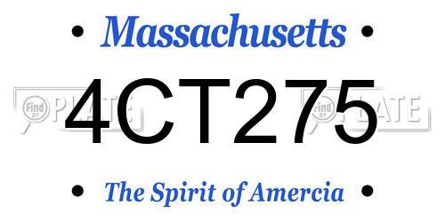 4CT275 Massachusetts License Plate