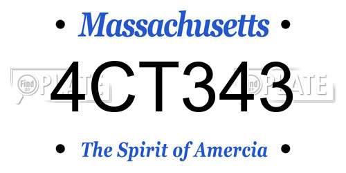 4CT343 Massachusetts License Plate