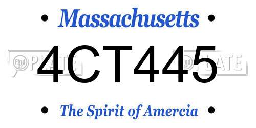 4CT445 Massachusetts License Plate
