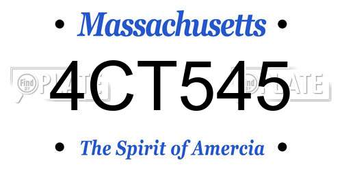 4CT545 Massachusetts License Plate