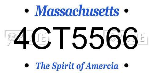 4CT5566 Massachusetts License Plate