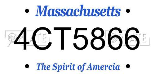 4CT5866 Massachusetts License Plate