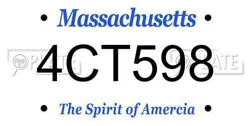 4CT598 Massachusetts License Plate