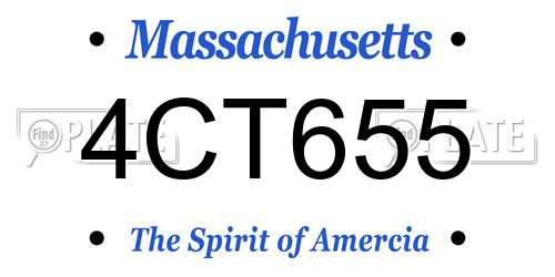 4CT655 Massachusetts License Plate