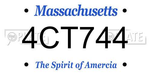 4CT744 Massachusetts License Plate