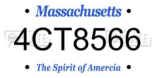 4CT8566 Massachusetts License Plate