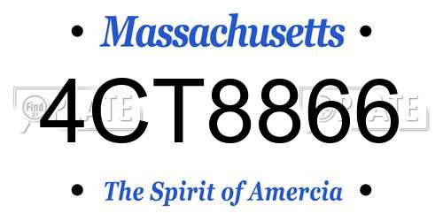 4CT8866 Massachusetts License Plate
