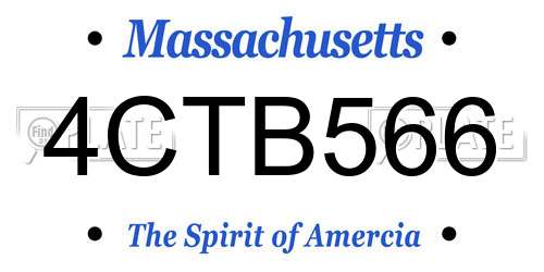 4CTB566 Massachusetts License Plate