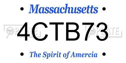 4CTB73 Massachusetts License Plate