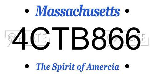 4CTB866 Massachusetts License Plate