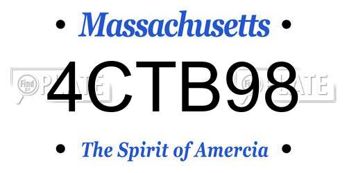 4CTB98 Massachusetts License Plate