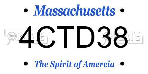 4CTD38 Massachusetts License Plate