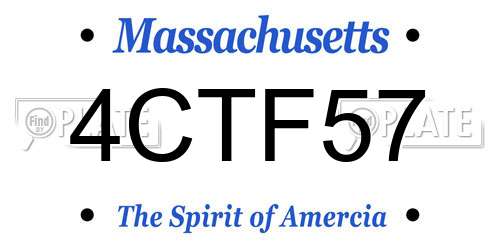 4CTF57 Massachusetts License Plate