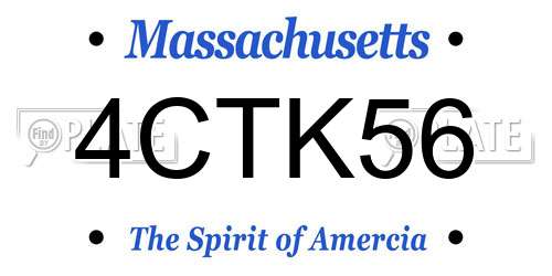 4CTK56 Massachusetts License Plate