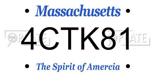 4CTK81 Massachusetts License Plate