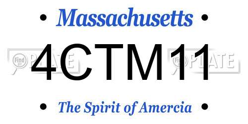 4CTM11 Massachusetts License Plate