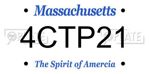 4CTP21 Massachusetts License Plate