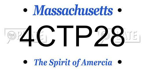 4CTP28 Massachusetts License Plate