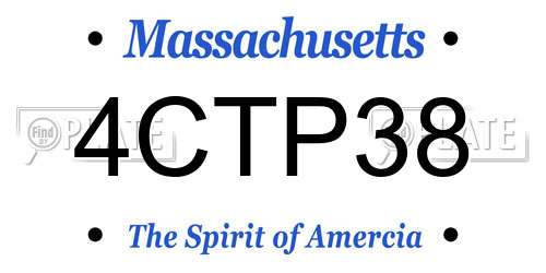 4CTP38 Massachusetts License Plate