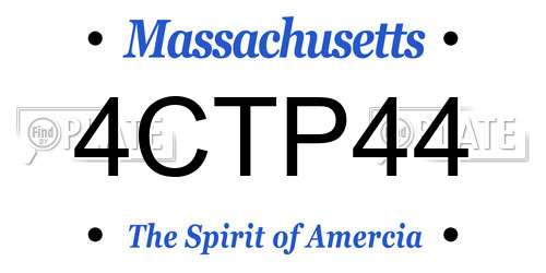 4CTP44 Massachusetts License Plate