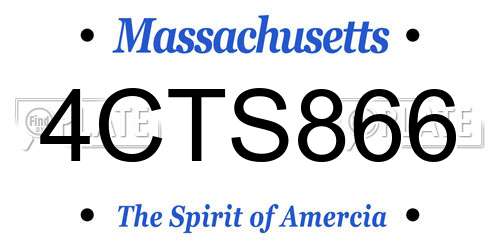 4CTS866 Massachusetts License Plate