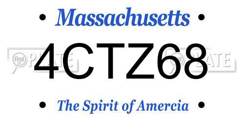 4CTZ68 Massachusetts License Plate