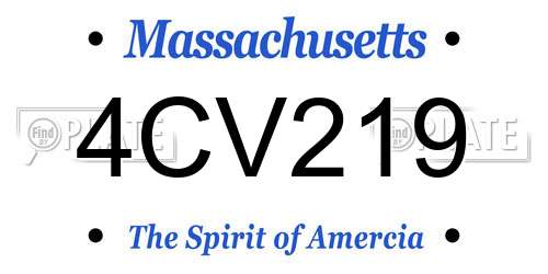 4CV219 Massachusetts License Plate