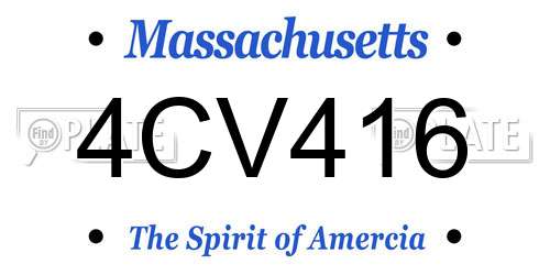 4CV416 Massachusetts License Plate