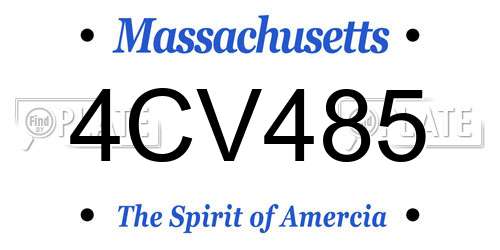 4CV485 Massachusetts License Plate