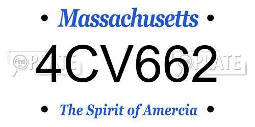 4CV662 Massachusetts License Plate