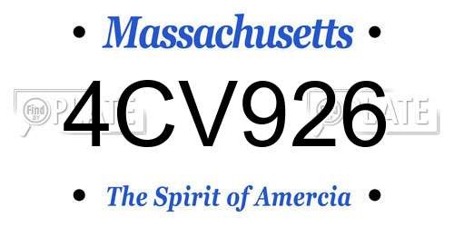 4CV926 Massachusetts License Plate